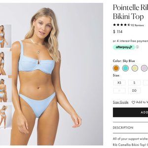 L*Space Pointelle Rib Camellia Bikini Top - Sky Blue
